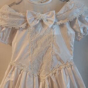 Girls size 8 White Dress Communion Flower etc